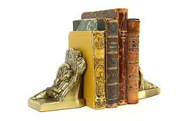 Pair of Vintage Farm Boy & Book Brass Finish Bookends #40733
