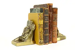 Pair of Vintage Farm Boy & Book Brass Finish Bookends #40733