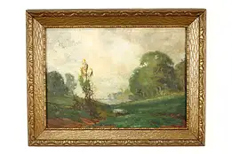 Winding Creek & Willows Antique Original Oil Painting, Loomis 27.5" #40441