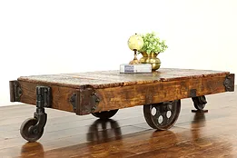 Farmhouse Industrial Antique Salvage Railroad Cart, Coffee Table #40792