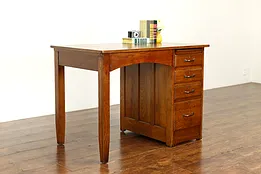 Craftsman Antique Oak Office or Library Desk, Pull Out Surface #35466
