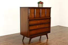 Midcentury Modern 60s Vintage Walnut Tall Chest or Dresser, United #40280