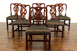 Set of 6 Vintage Mahogany Traditional Dining Chairs Baker, New Upholstery #38841