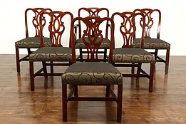 Set of 6 Vintage Mahogany Traditional Dining Chairs Baker, New Upholstery #38841