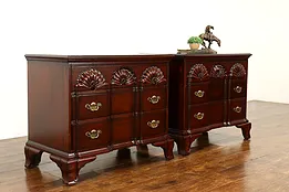Pair of Georgian Style Mahogany Vintage Block Front Chests or Nightstands #40378
