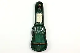 Folk Art Vintage Violin Case Wall Shelf, Wine & Glass Holder #40888