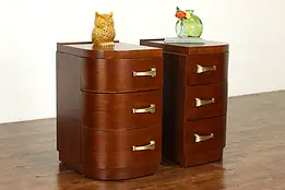 Pair of Midcentury Modern 50s Vintage Walnut Nightstands End Tables #40467