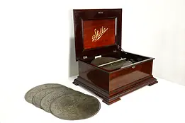 Stella 15 1/2" Disc Swiss Antique Music Box, Mahogany Case, 5 Tunes #39061