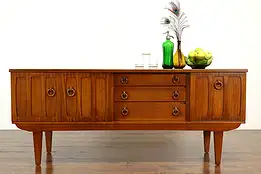 Midcentury Modern 60s Vintage Teak English Credenza Sideboard, TV Console #39013