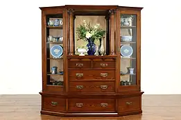 Oak Antique Back Bar, Server, China Display or Curio Cabinet #37997