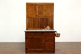 Farmhouse Hoosier Cupboard Antique Oak Kitchen Pantry Cabinet  #40851