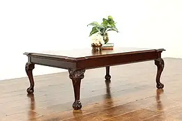 Georgian Style Banded Flame Grain Mahogany Coffee Table, Ball & Claw Feet #41042