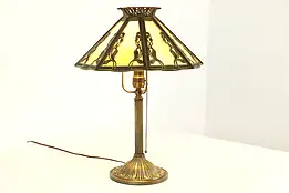 Art Nouveau Antique 8 Panel Stained Glass Shade Lamp, Bradley & Hubbard #40653