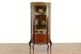 French Louis XV Design Antique Marquetry Vitrine or Curio Cabinet #40344