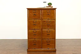 Oak Antique 8 Drawer Double Office or Library File Cabinet, Slant Top #40673