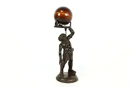 Atlas Holding The World Antique Bronze Statue  #40758