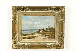 Cottage on a Coast Vintage Original Oil Painting, Rupprecht 17"  #40833