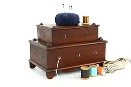 Victorian Antique Mahogany Sewing Caddy, Jewelry Compartment, Pin Cushion #40550