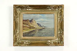 Sailing on a Coast Vintage Original Oil Painting, Rupprecht 17" #41125