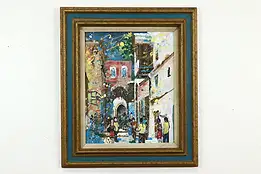 Jaffa Gate in Jerusalem Vintage Original Oil Painting 28" #41063