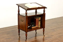 Traditional Vintage Cherry Rolling Bible or Book Stand & Bookcase #41215