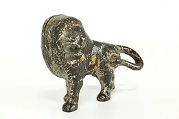 Farmhouse Antique Painted Cast Iron Lion Sculpture, Bronze Pegs #41169