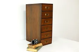 Farmhouse Vintage 6 Drawer Pine Office File, Collector or Jewelry Cabinet #41235