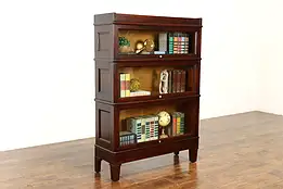 Mahogany Antique 3 Stack Lawyer, Office or Library Bookcase, Macey #41187