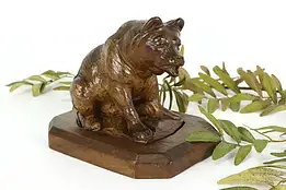 Black Forest Antique Statue Hand Carved Bear Sculpture #41321