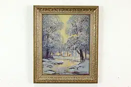 Forest in Winter Vintage Original Oil Painting, Fredericks 18" #41148