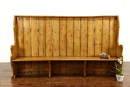 Farmhouse Antique English Country Pine Curved Fireplace Courting Bench #41287