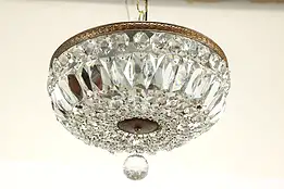 Ceiling Flush Mount Chandelier or Hall Light Fixture, Crystal Prisms #41308