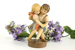 Hand Carved Vintage Alpine Children Dancing Sculpture #41317