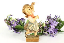 Italian Hand Carved Vintage Young Girl Dancing Alpine Sculpture #41312