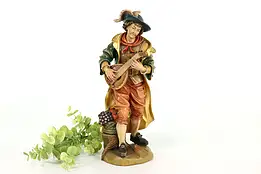 Lute Player German Hand Carved Vintage Folk Art Sculpture Detert #41420