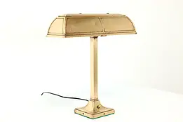 Traditional Antique Banker Bronze Office Lamp for Partner Desk, Frink #41390