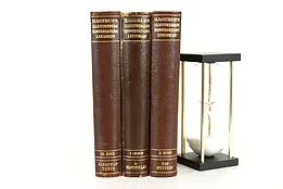 Set of 3 Leatherbound Gold Tooled Books, Danish Lexicon, Hagerups #40452