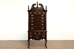 Georgian Style Vintage Mahogany High Boy Tall Chest on Chest, Kittinger #40064