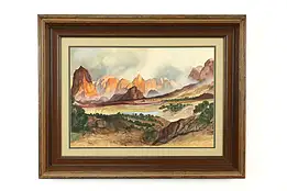 Southwest Landscape Vintage Original Watercolor Painting, Mahon 27.5" #40995