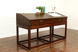 Oak Antique Standup Railroad Office Desk Kitchen Island Wine Table #41353