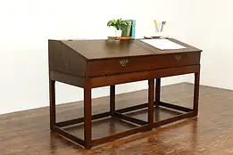 Oak Antique Standup Railroad Office Desk Kitchen Island Wine Table #41353