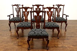 Set of 6 Georgian Design Vintage Dining Chairs, New Upholstery Kincaid  #41407