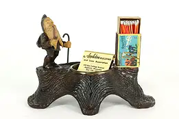 Carved Troll Black Forest Vintage Folk Art Ash Tray Match Holder  #41276