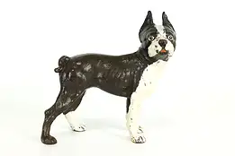 Farmhouse Antique Cast Iron Painted Boston Terrier Dog Statue Door Stop #41230