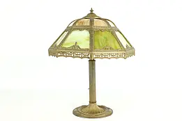 Stained Glass Filigree Shade Antique Office or Library Desk Lamp #40575