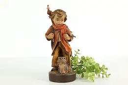 Swiss Carved Vintage Folk Art Statue, Cello or Bass Sculpture #41418