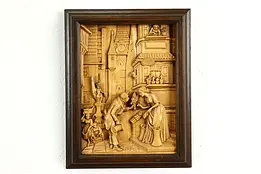 Man Giving Flowers German Vintage Carved Wall Plaque After Spitzweg #40953