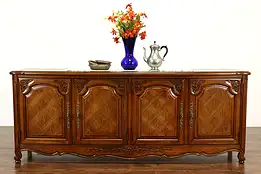 Country French Vintage Carved Oak Buffet, Server, Bar Cabinet, TV Console #40827