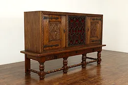Renaissance Oak Antique Sideboard, Buffet, Bar Cabinet or TV Console #40243
