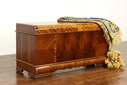 Art Deco Waterfall Design Vintage Cedar Trunk or Blanket Chest, Lane #39515